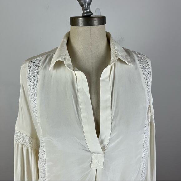 FRAME Denim Le Lace Trim Blouse in Off White - Picture 4 of 11